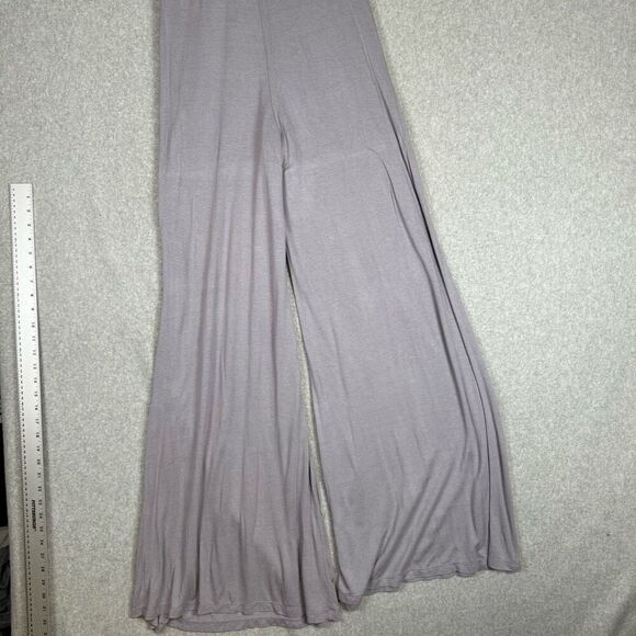 Raven + Lily Women's Size Medium Grey Wide Flare Leg One Piece Jumpsuit Faux Wra - Picture 6 of 11
